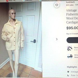 John Molly vintage pure virgin wool cable knit button front sweater!!!